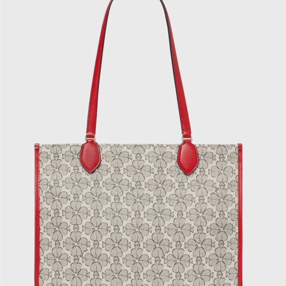 New Kate Spade Spade Flower Coated Canvas Large Market Tote Cherry Rose - Picture 6 of 6